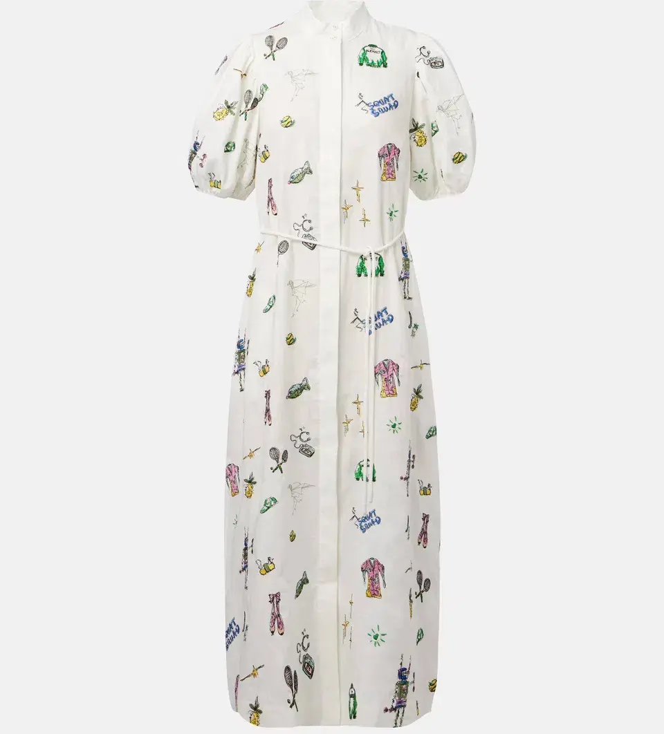 Alemais Play Embroidered Shirtdress in White Size 10 photo 7