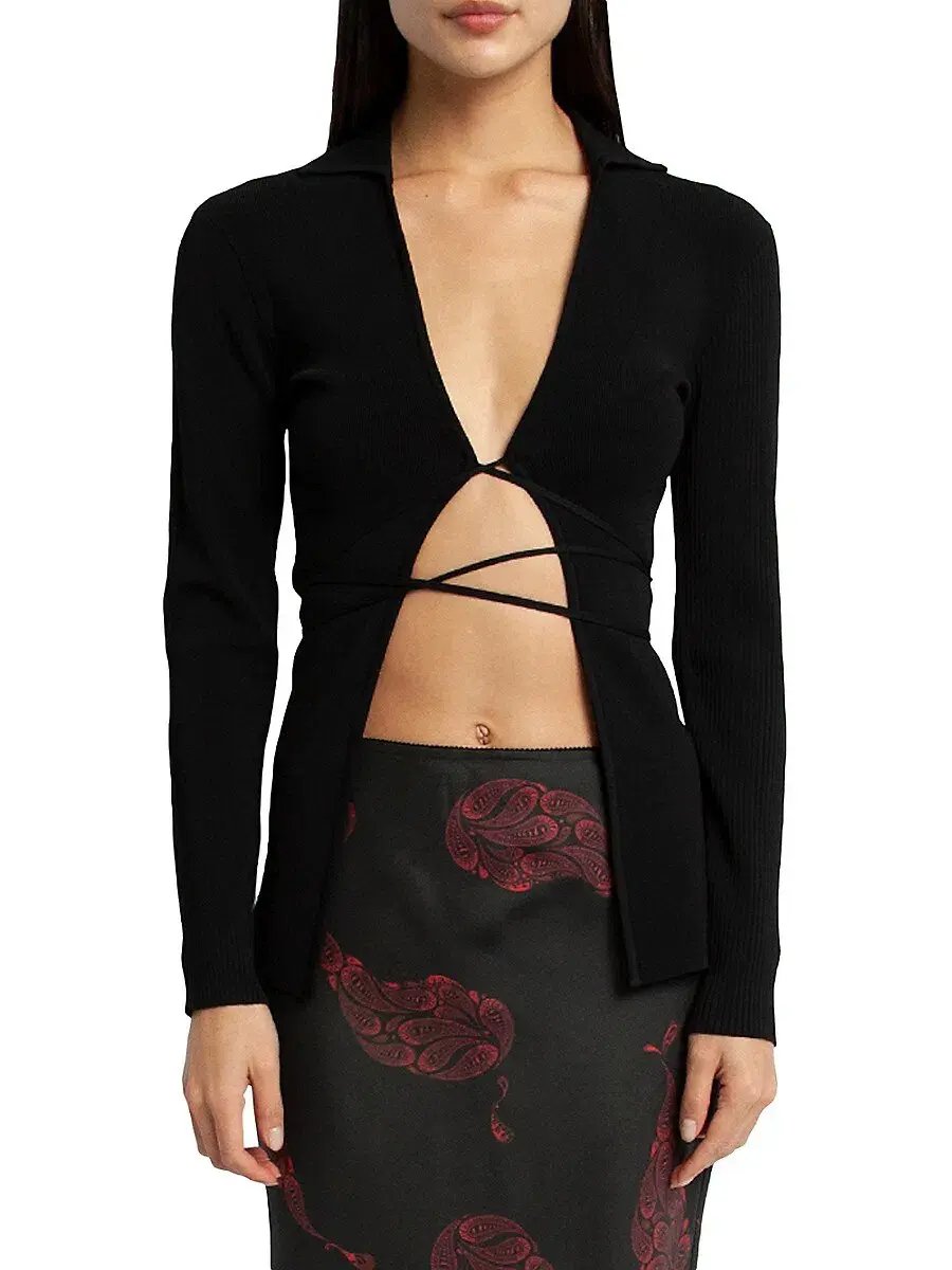 Christopher Esber Tie Front Knit Cardigan Black Size XXS/ Au 4 photo 2