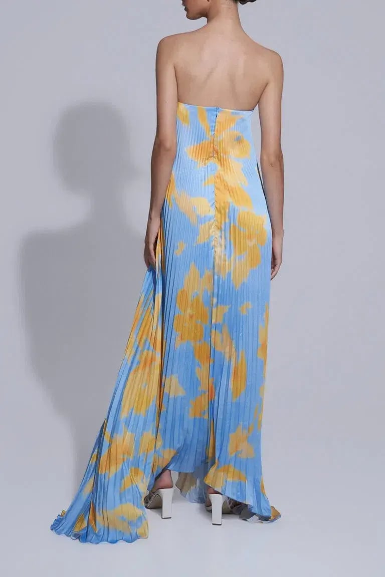 L'Idée Black Tie Jardin Maxi  Dress Blue Size 12 photo 4