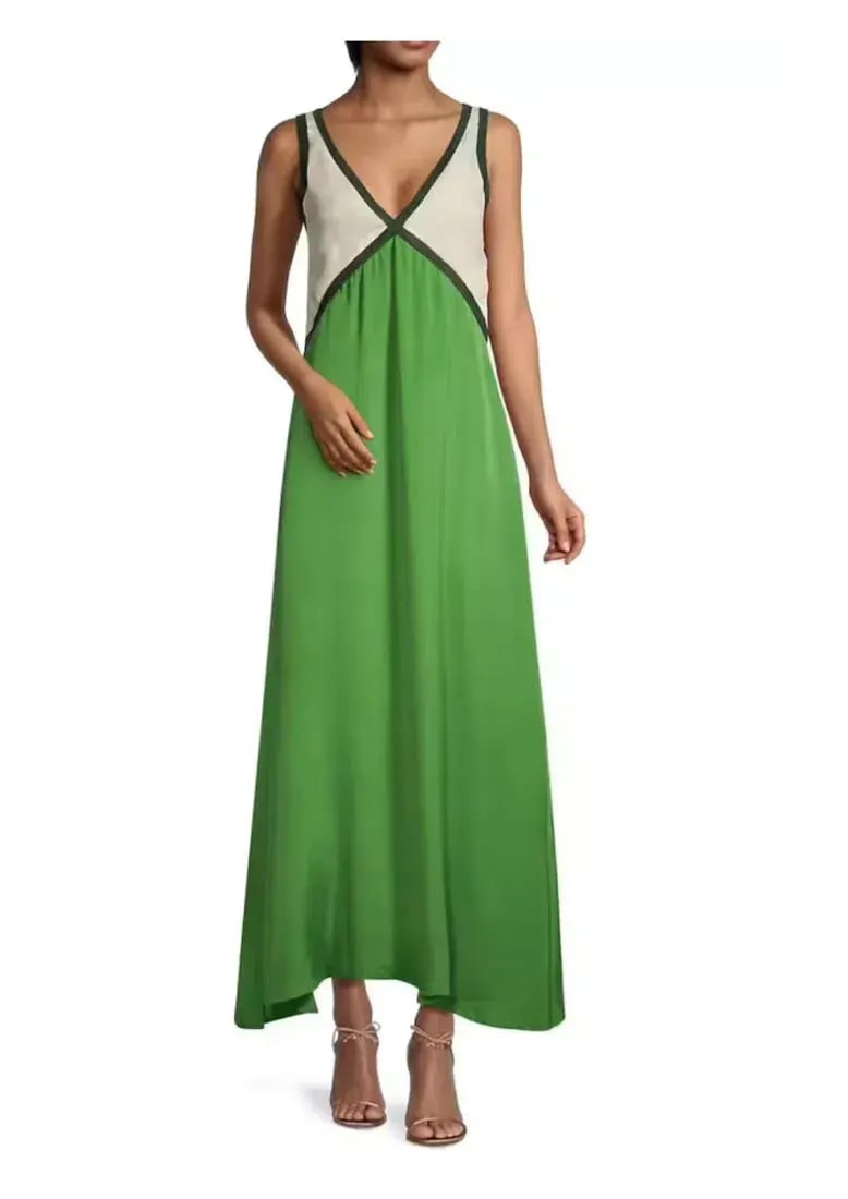 Sancia Naomi Colorblocked Maxi Dress Green Size AU 8 photo 2