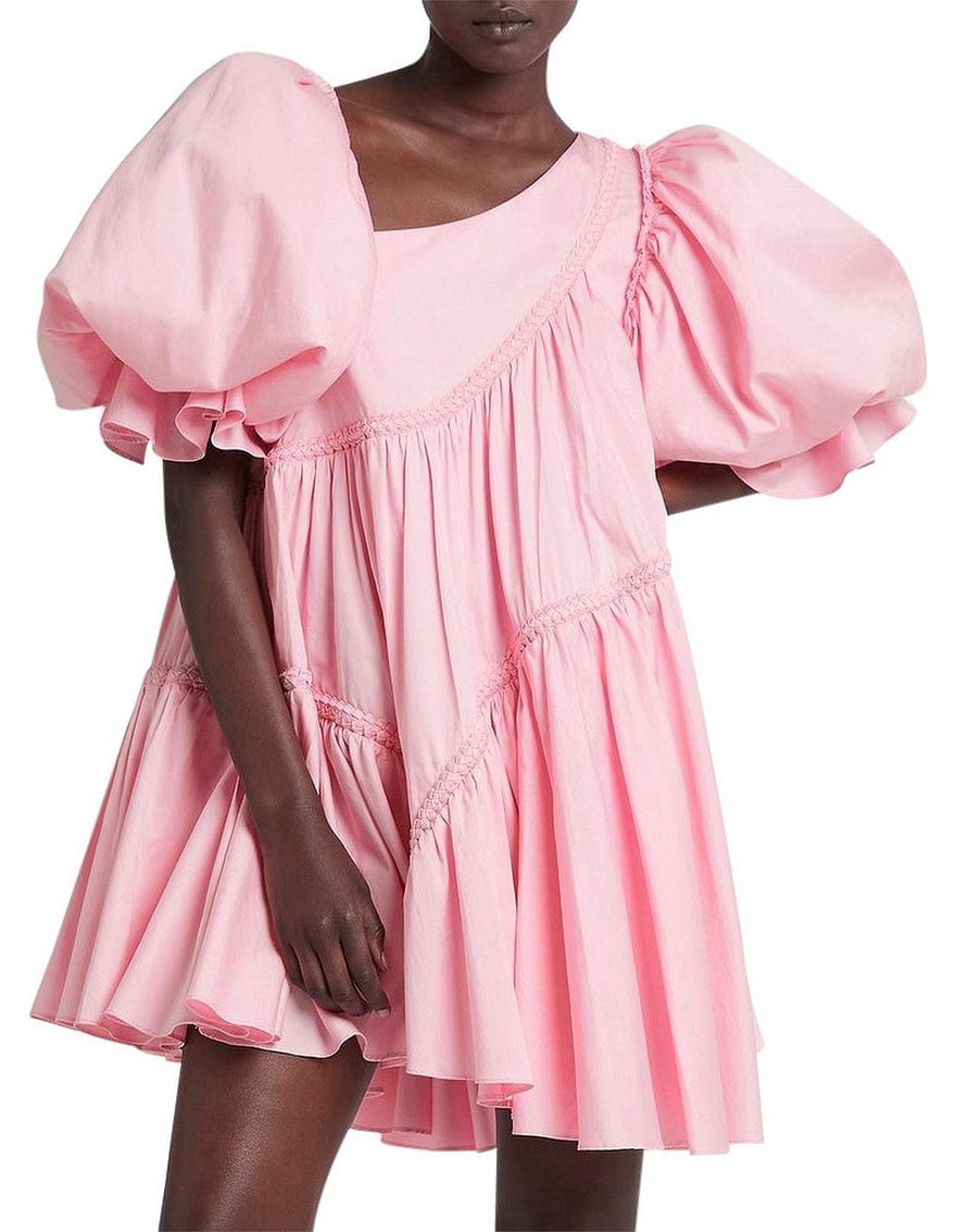 Aje Casablanca Braided Asymmetric Puff Sleeve Mini Dress photo 3