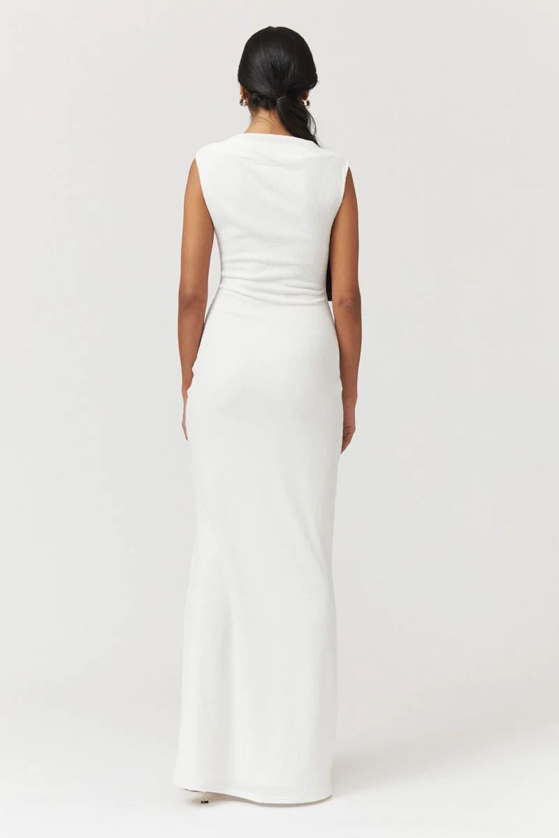 SUBOO JACQUI ROUCHED FRONT MIDI DRESS - WHITE photo 3