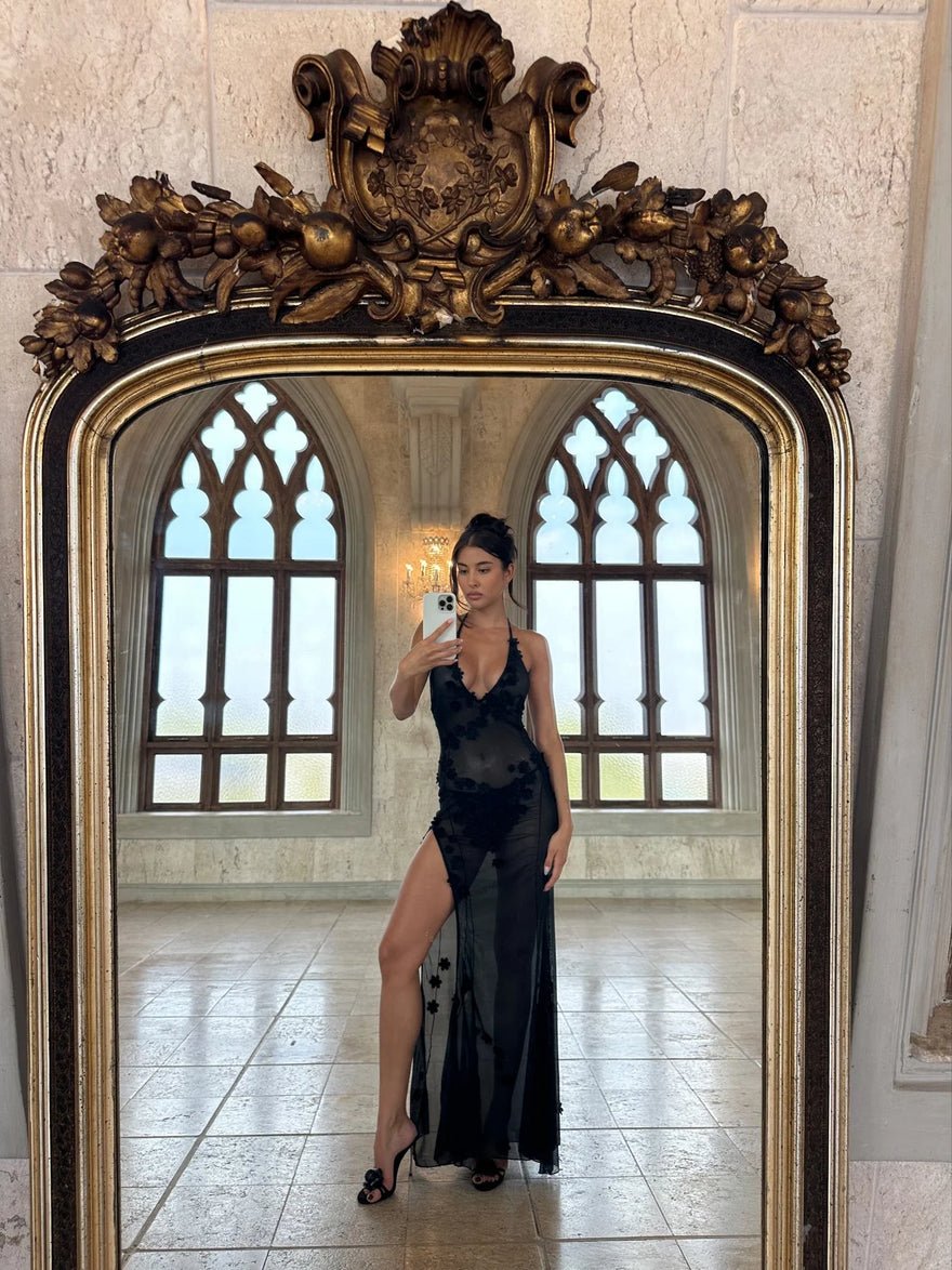 Cherie Attire Marcia Halter Maxi Dress in Black photo 3