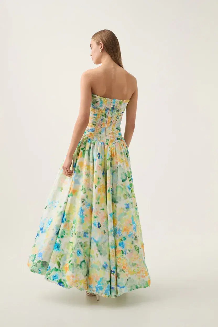 Aje Violette Bubble Hem Maxi Dress Floral Haze Size 8 photo 3