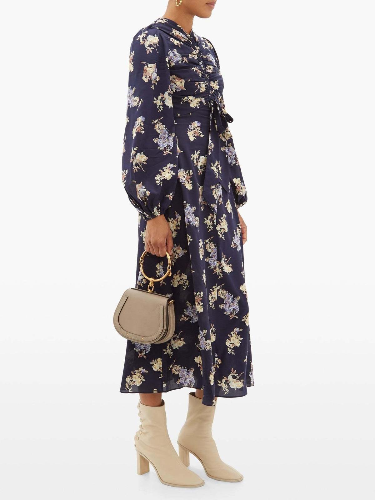 Zimmermann Sabotage Silk Rouched Midi Dress Ditsy Floral Size 8 photo 3