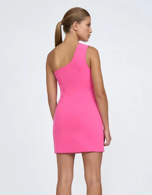 By Johnny Wave One Shoulder Mini Dress Pink Size AU 12 photo 4
