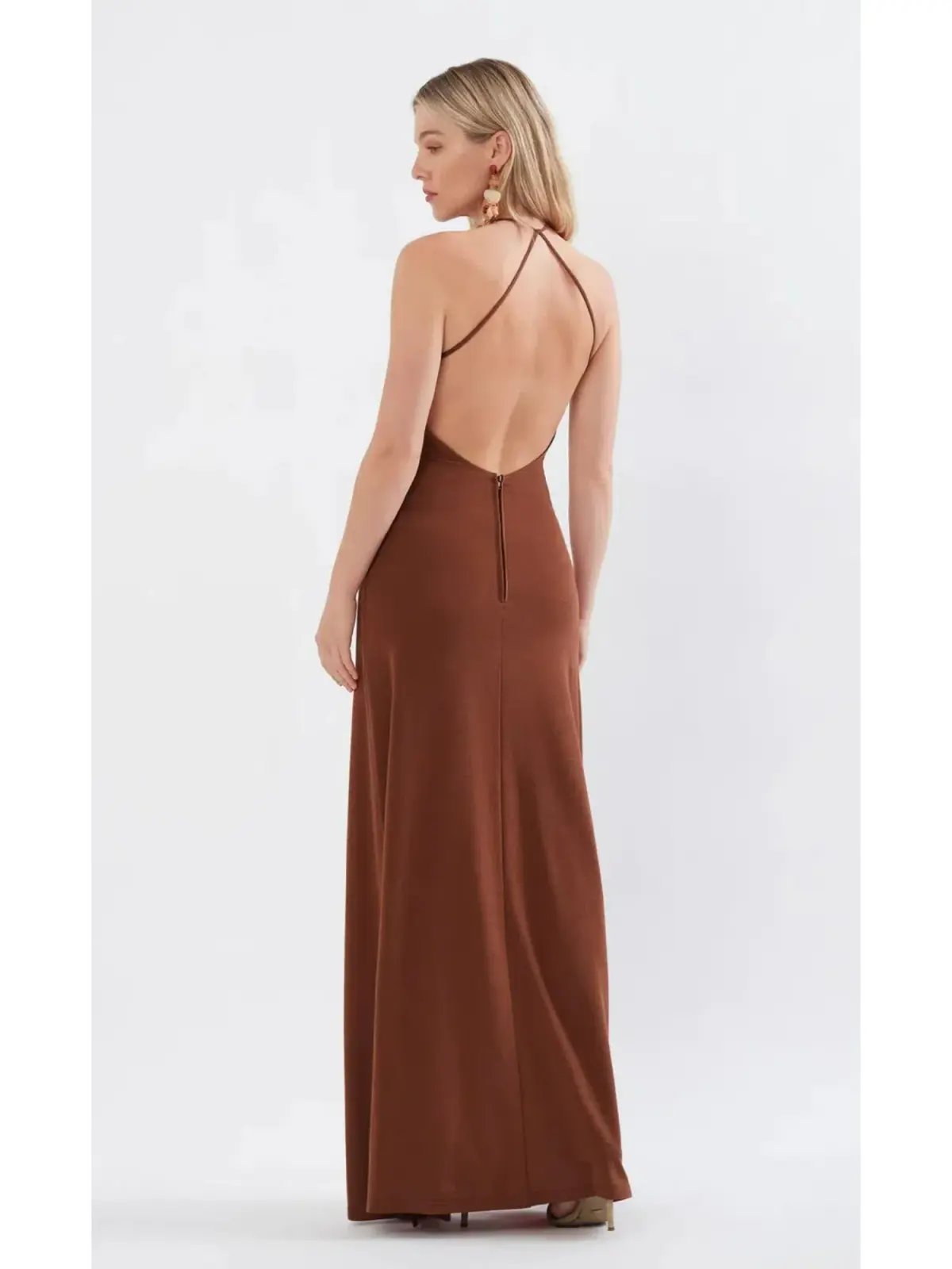Sonya Moda Knitted Keyhole Dress In Spice Brown Size AU 8 photo 2