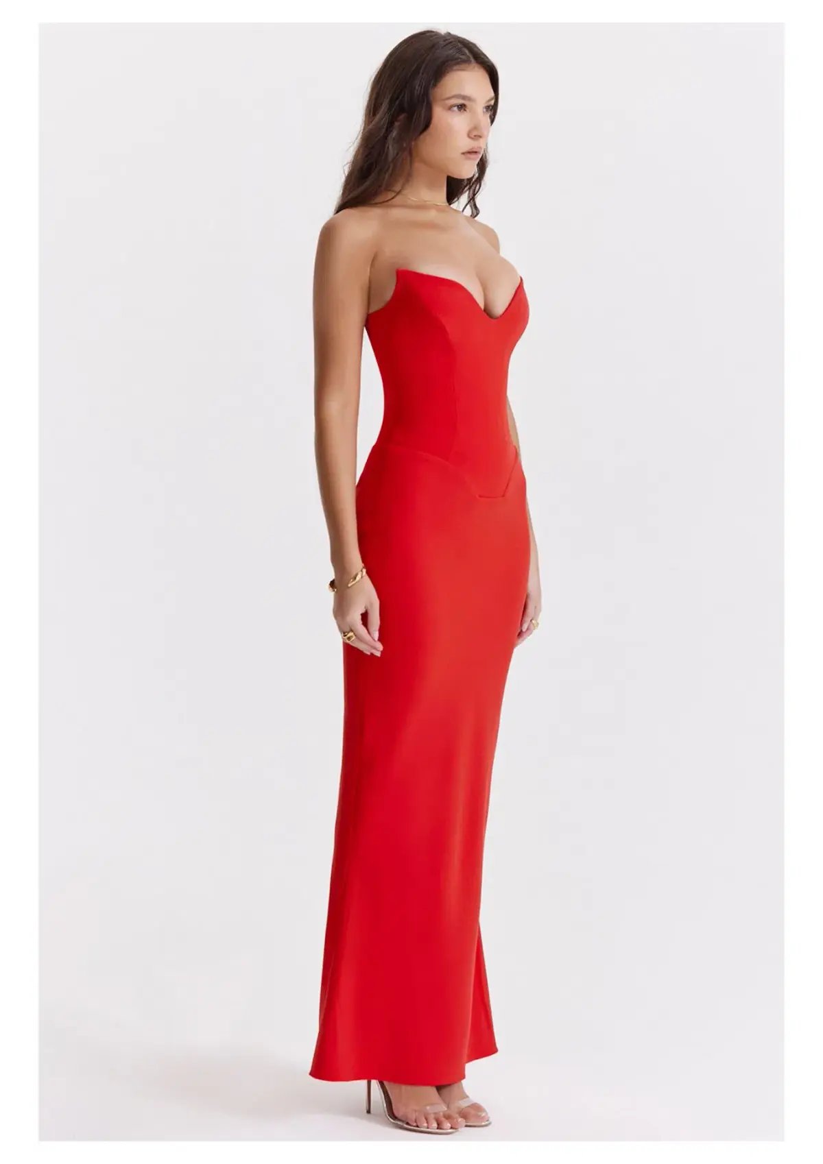 House of CB Tamara Strapless Maxi Dress Cherry Red Size S / AU 8 photo 2