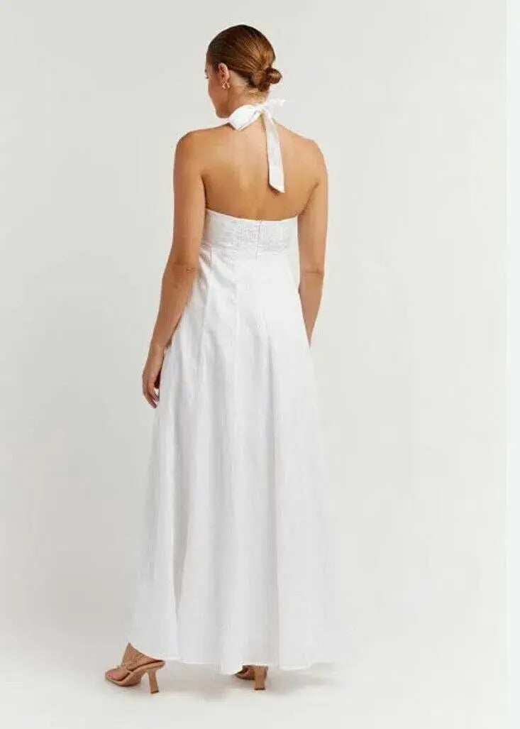 Dissh Alexis Linen Maxi Dress White Size 10 photo 3