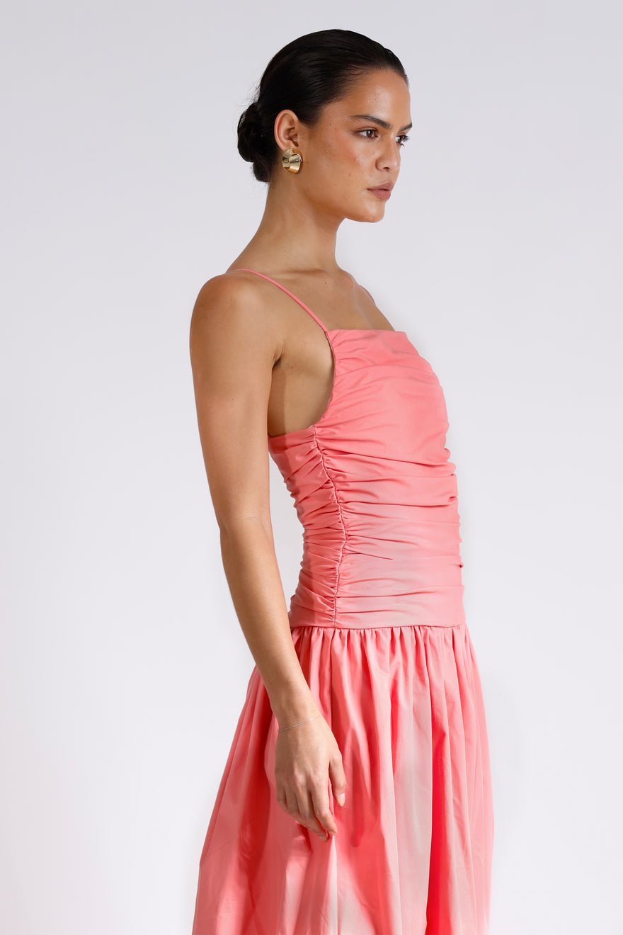 Pasduchas Roamer Rouched Midi Dress - Punch Pink photo 3
