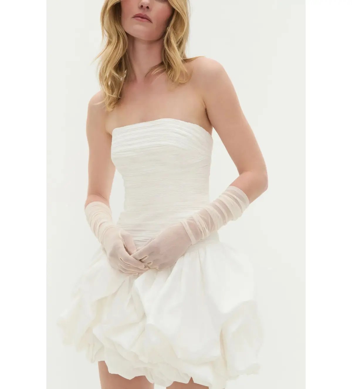 Aje Violette Bubble Hem Mini Dress Ivory Size 10 photo 4