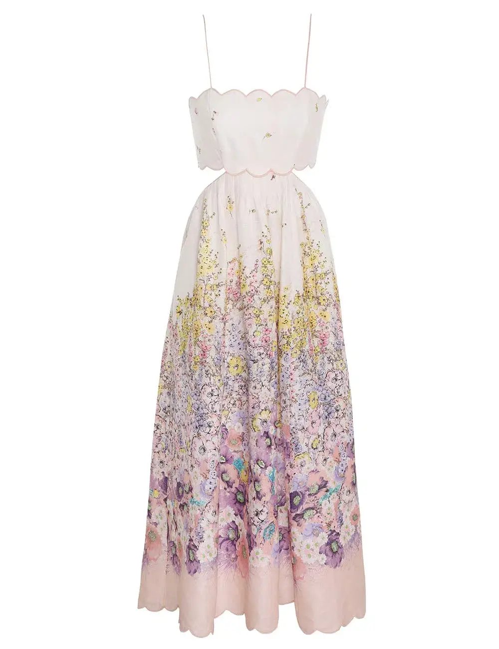 Zimmerman Jude Scallop Midi Dress Print Size 1/Au 10 photo 6