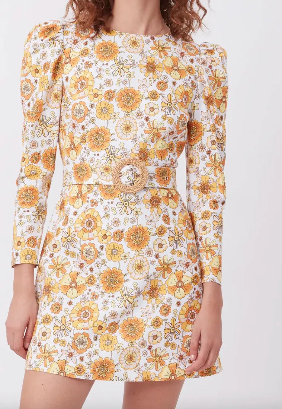 Torannce Edie Mini Dress Vintage Floral Yellow Size AU 8 photo 3