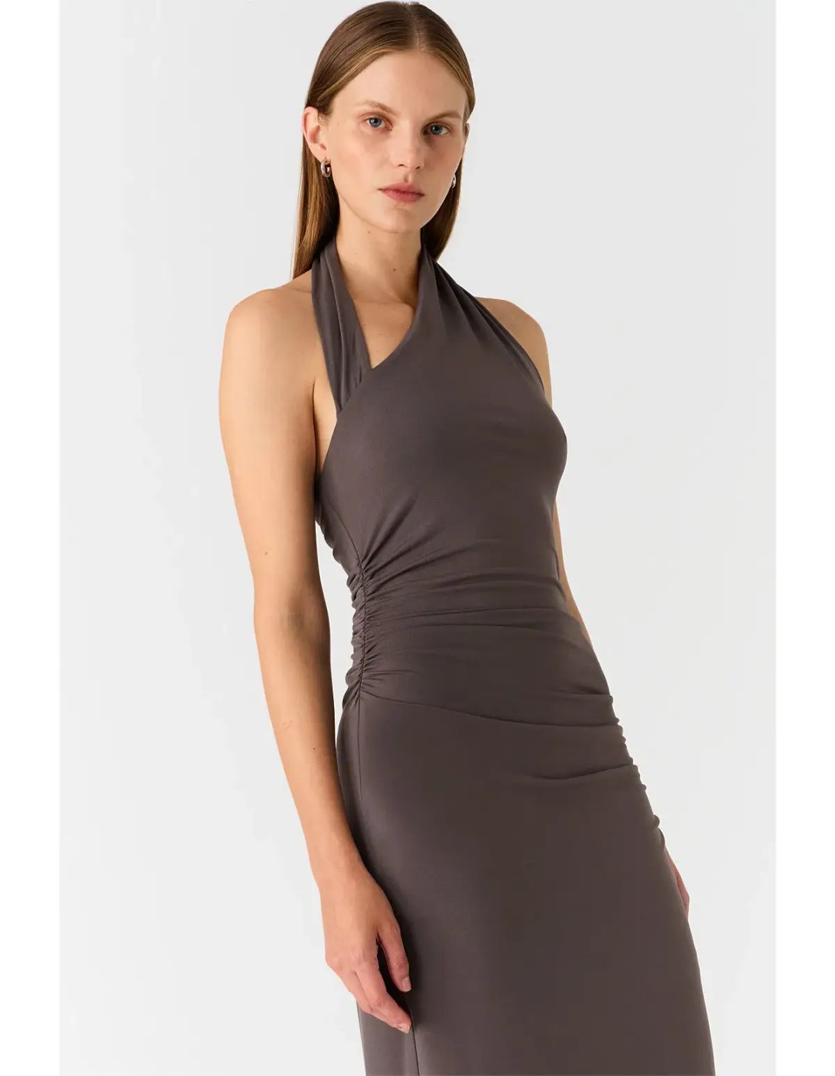 MISHA Krystal Matte Slinky Midi Dress Cloud Grey Size 10 photo 2
