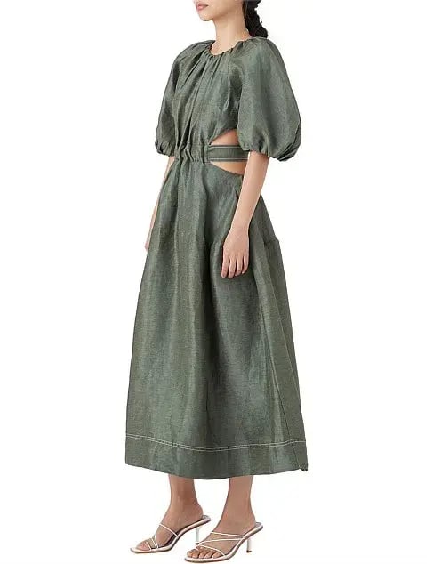Aje Mimosa Cutout Midi Dress Green Size 10 photo 2