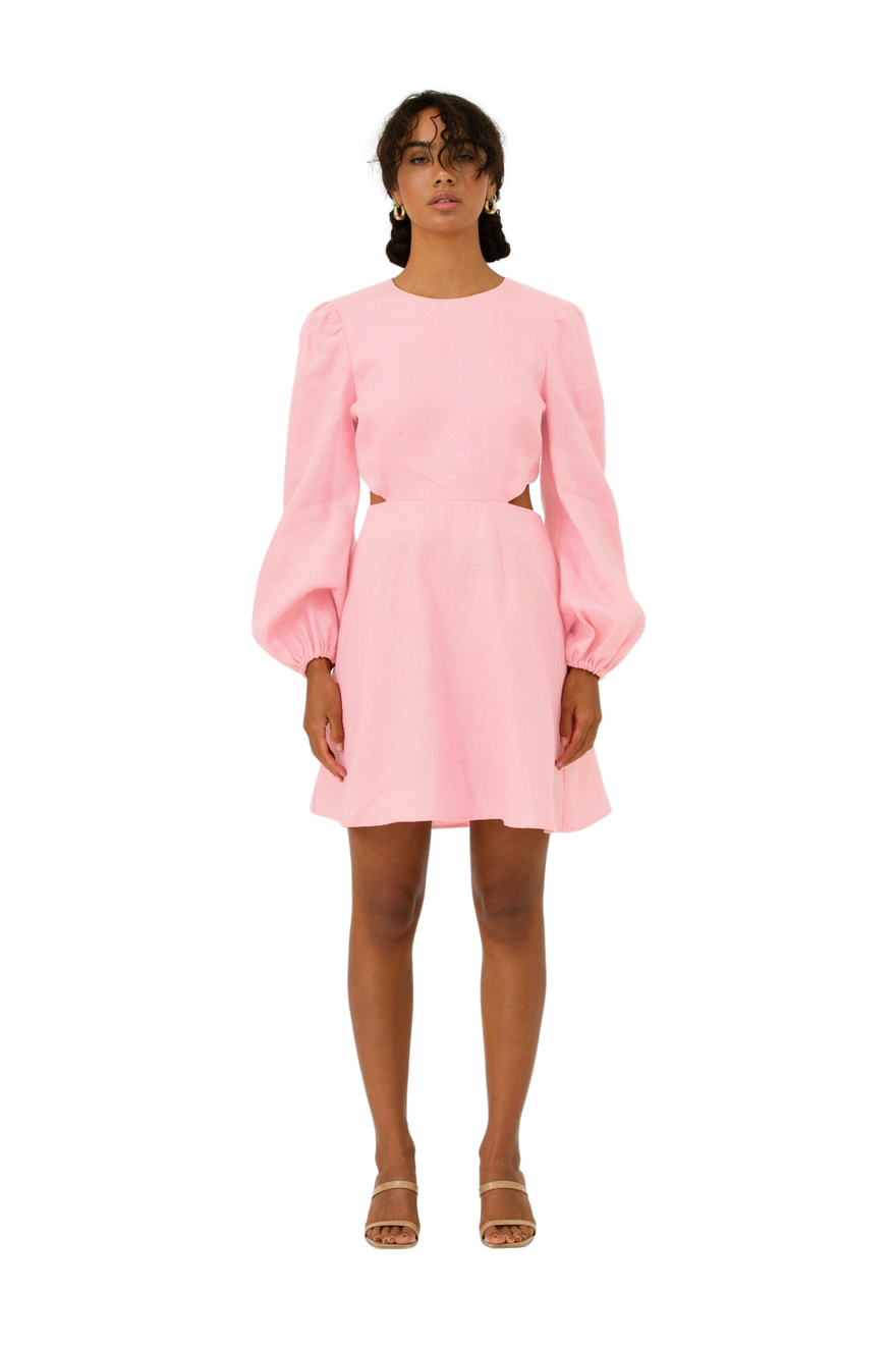 The Wolf Gang Safi Linen Cut Out Dress - Fairyfloss Pink photo 2