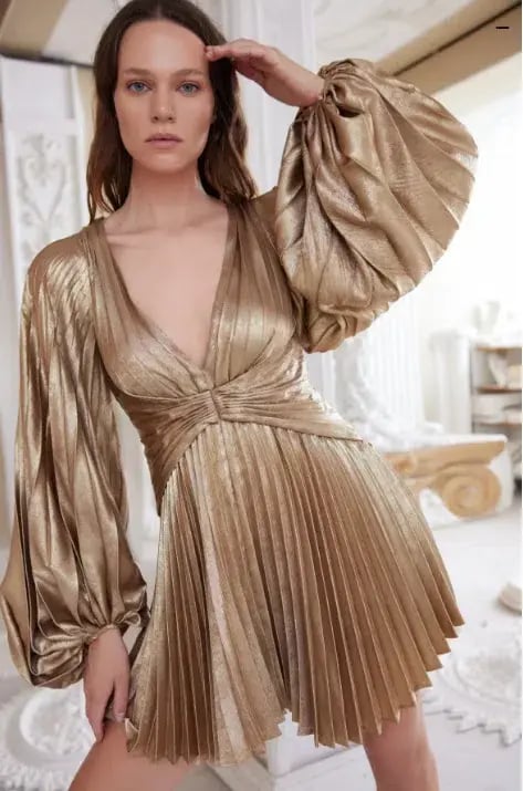 Acler Geneva Mini Dress Metallic Gold Size 6 photo 4