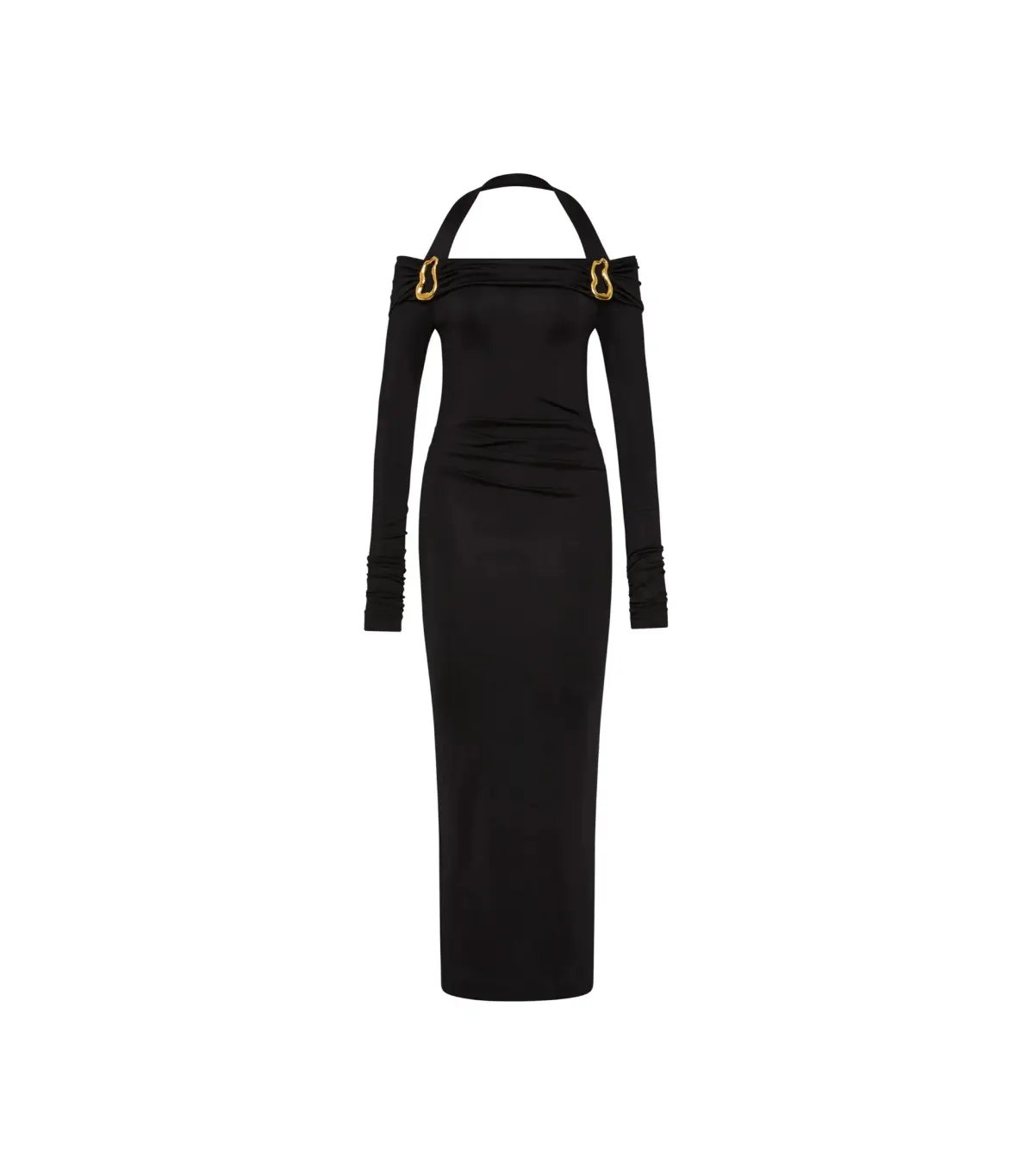 Rebecca Vallance Domenica Halter Midi Dress Black Size AU 8 photo 5
