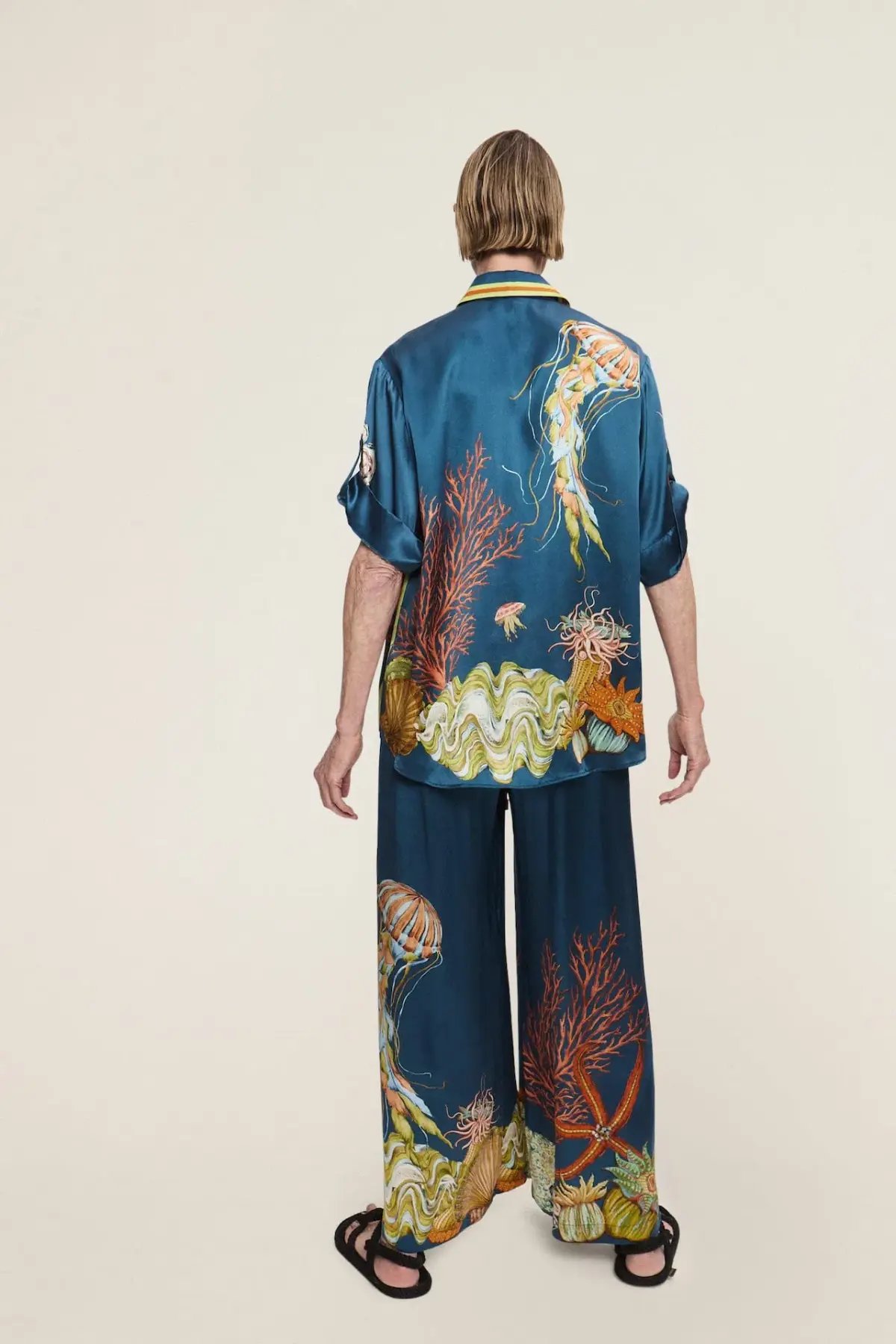 Alemais Dorian Silk Shirt and Pant Set Blue Multi Size 8 photo 2