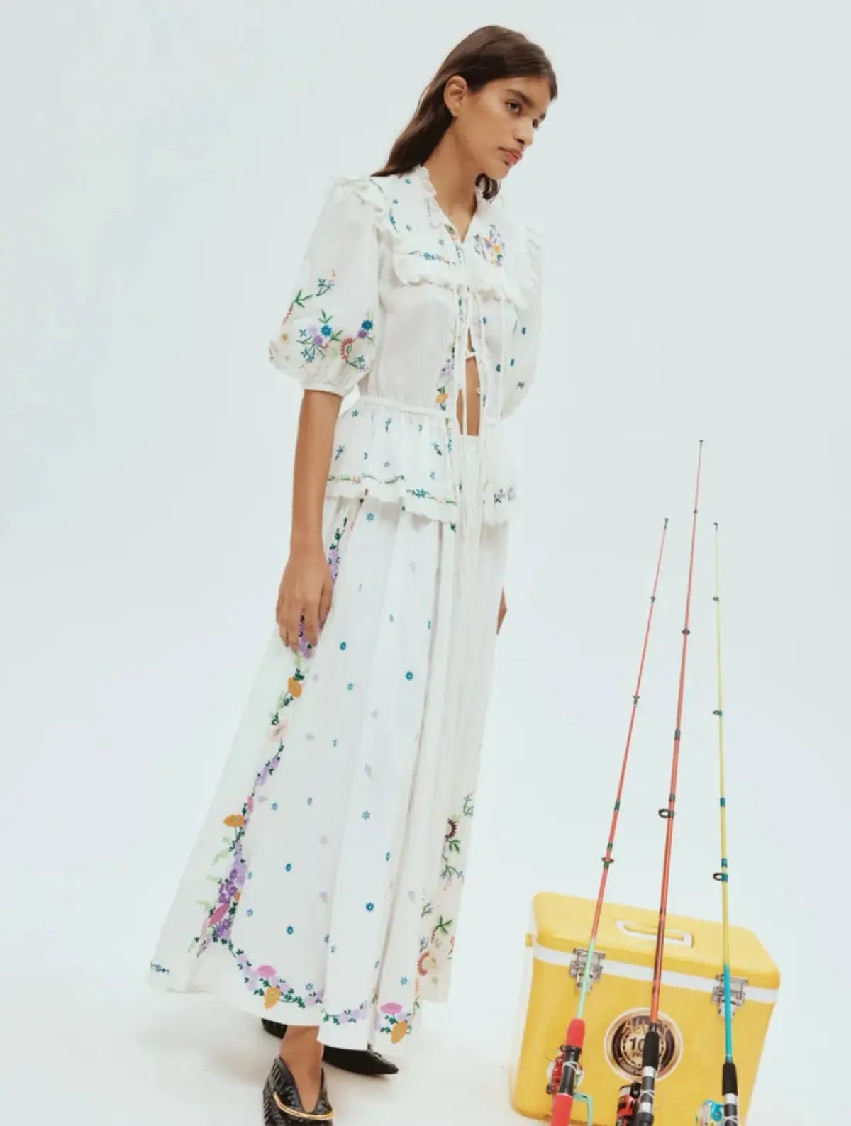 Alemais Willa Embroidered Blouse and Skirt Set Floral Size 14 photo 4