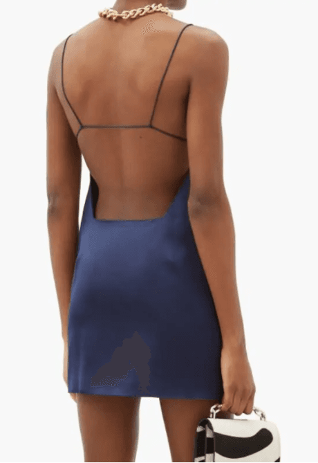 Gauge81 Bima Open Back Satin Mini Dress Blue Size 8 photo 3