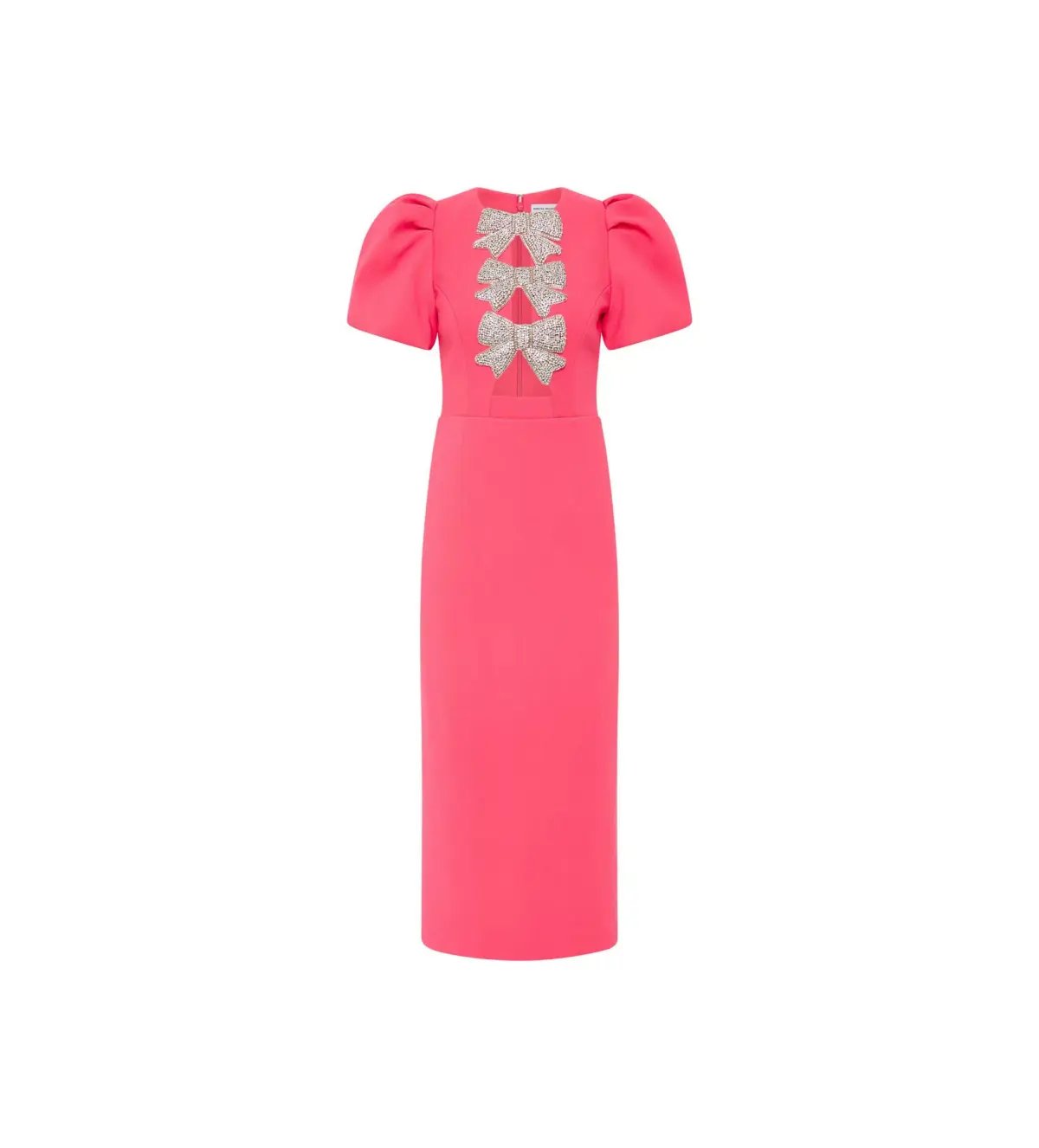 Rebecca Vallance Posey Puff Sleeve Midi Dress Pink Size 10 photo 3