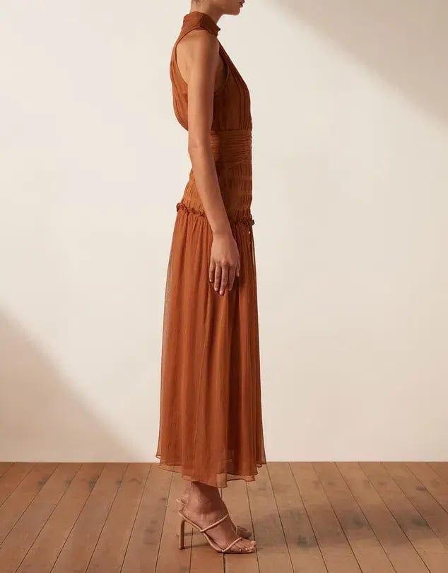 Shona Joy Noemi Sleeveless Button Up Midi Dress in Siena Size 14 photo 2