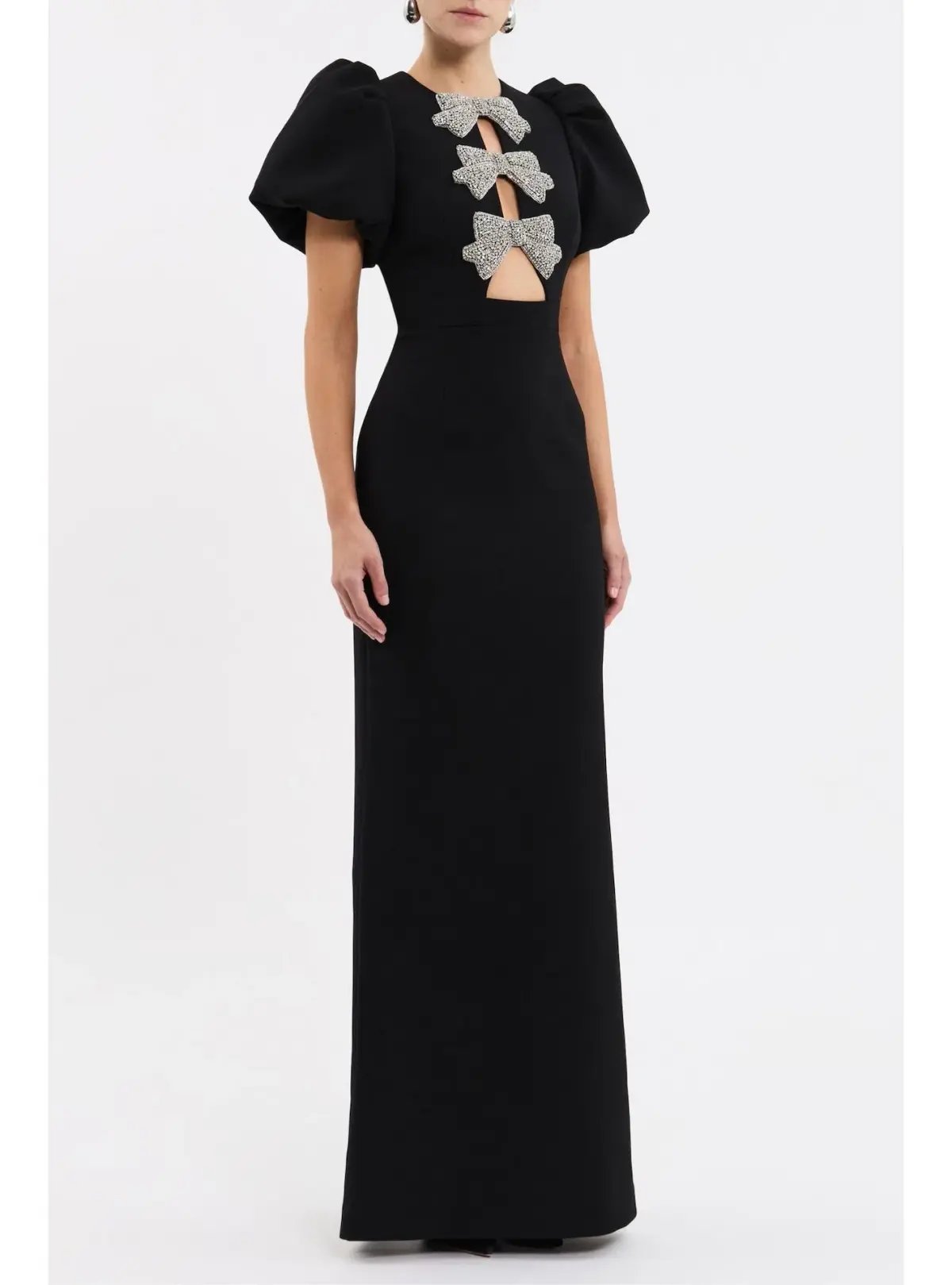 Rebecca Vallance Violetta Puff Sleeve Gown Maxi Black Size 10 photo 2