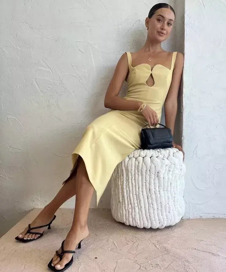 Camilla and Marc Brixton Midi Dress Mustard Yellow Size 12 photo 3