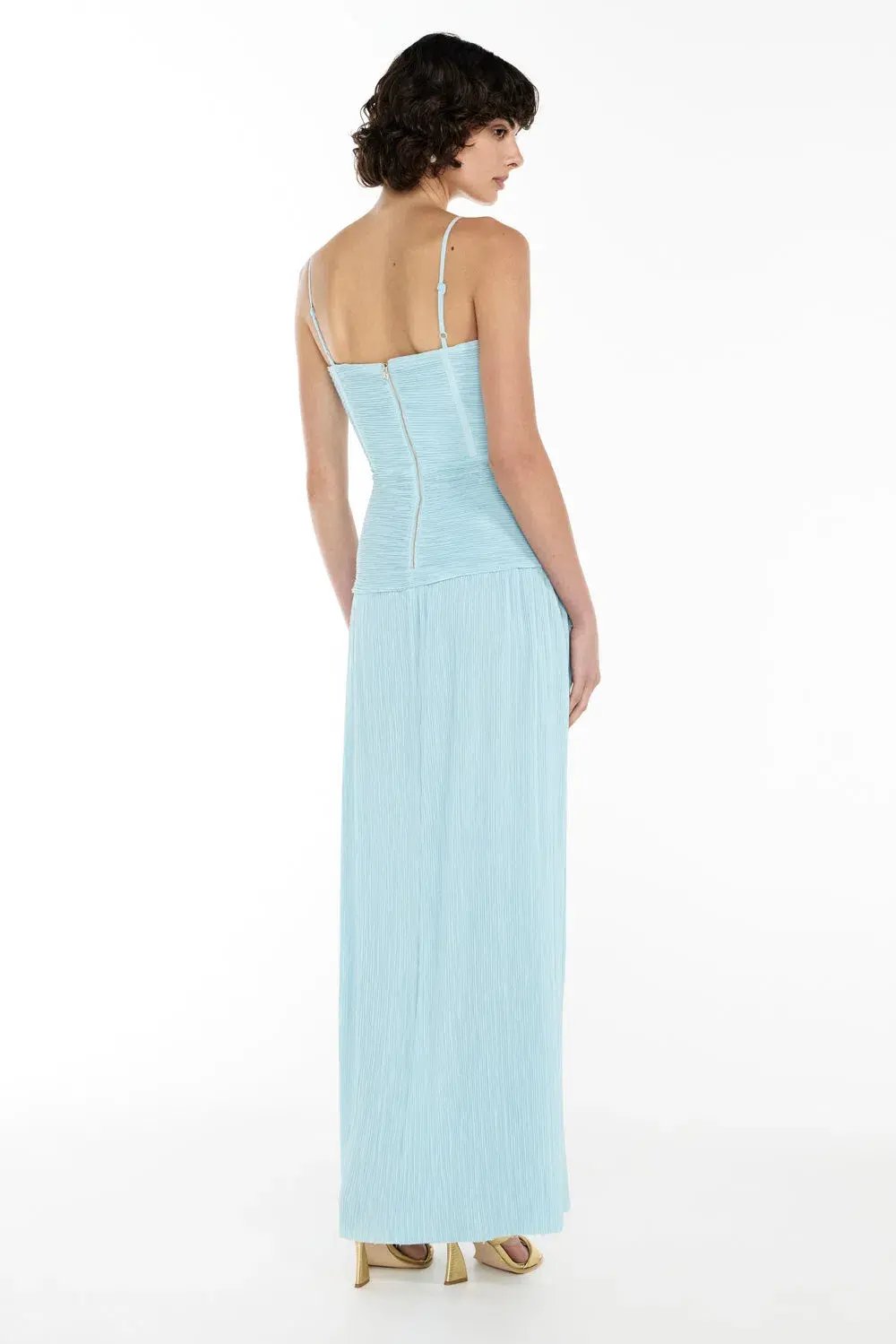 Manning Cartell Double Time Pleat Maxi Dress Aqua Spritz Blue Size 16 photo 3