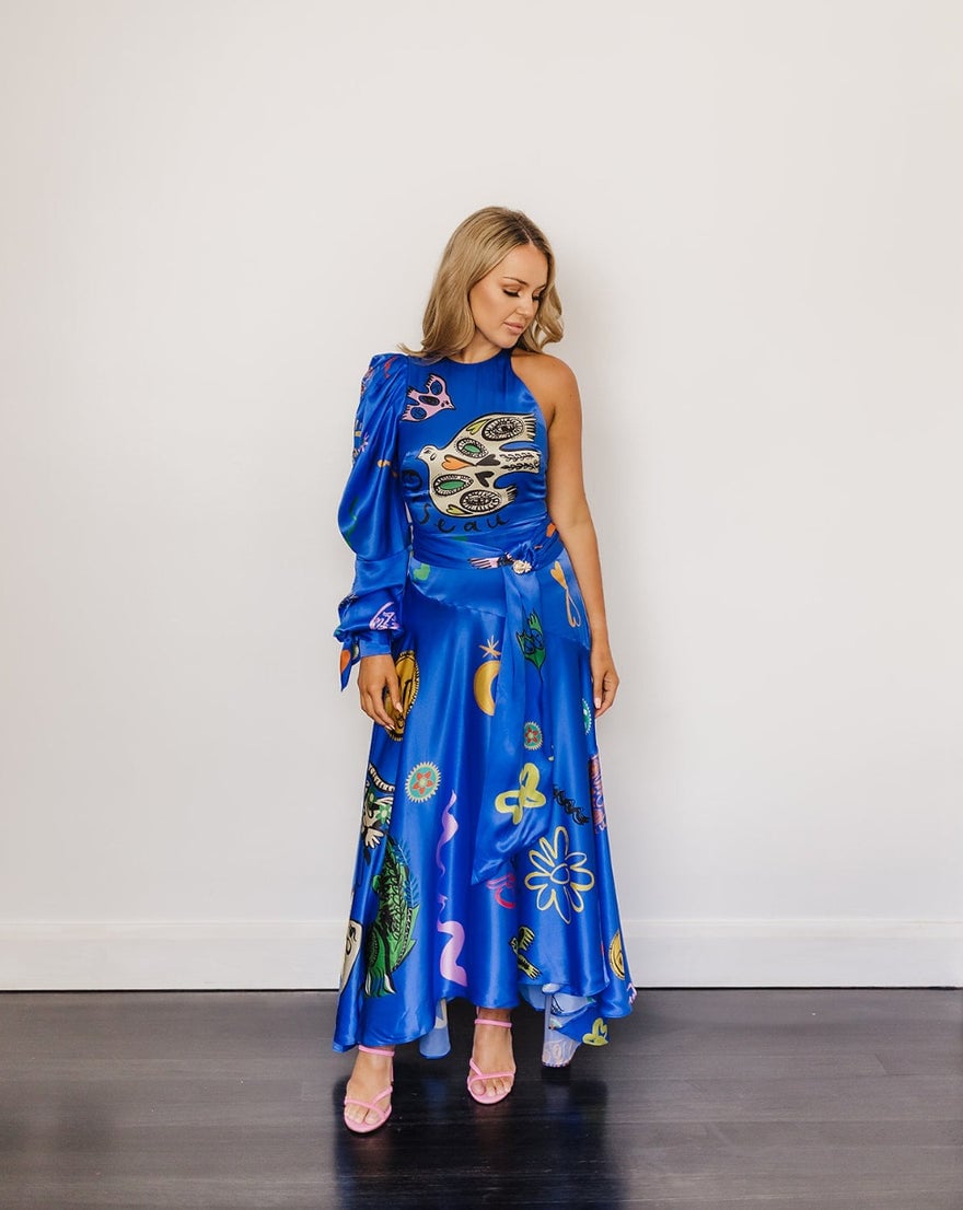 Alemais Soleil One Shoulder Blue Midi Dress photo 4
