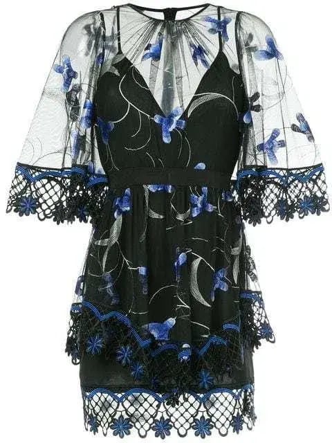Alice McCall Wish You Were Here Black Blue Floral Size 8 photo 3