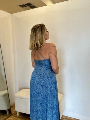 Scanlan Theodore Silk Tropical Strappy Dress Azure photo 8