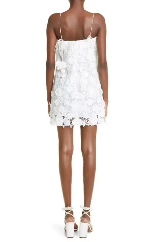 Zimmermann Raie Lace Flower Mini Dress Ivory Size 0 / AU 8 photo 4