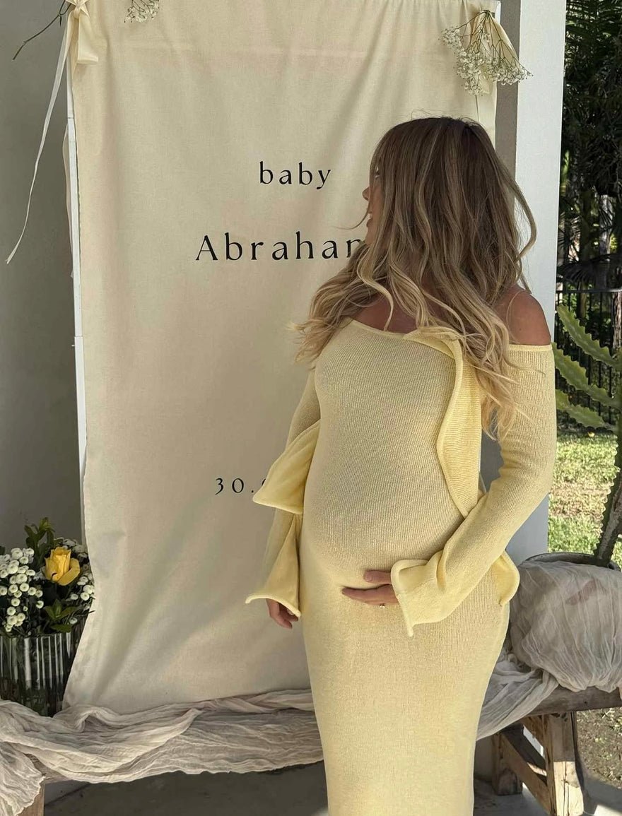 Meshki Sandrine Off Shoulder Knit Maxi Dress, Lemon photo 4