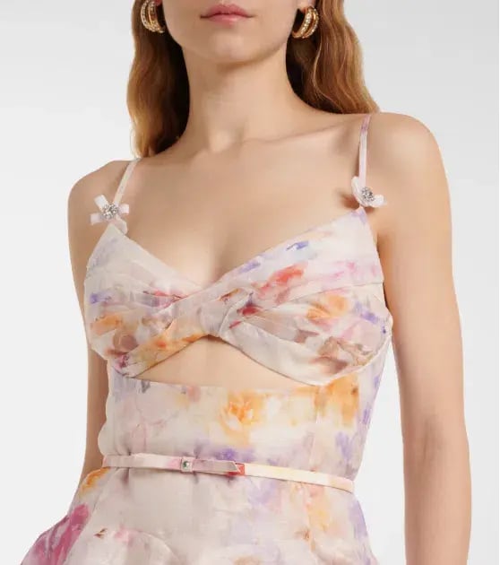 Zimmermann The Crush Twist Front Mini Dress in Multi Floral Size 1/Au 10 photo 4