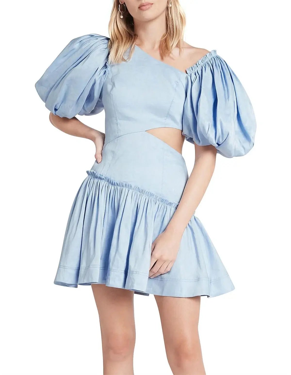 Aje Chateau Cut Out Mini Dress Sky Blue Size 10 photo 2