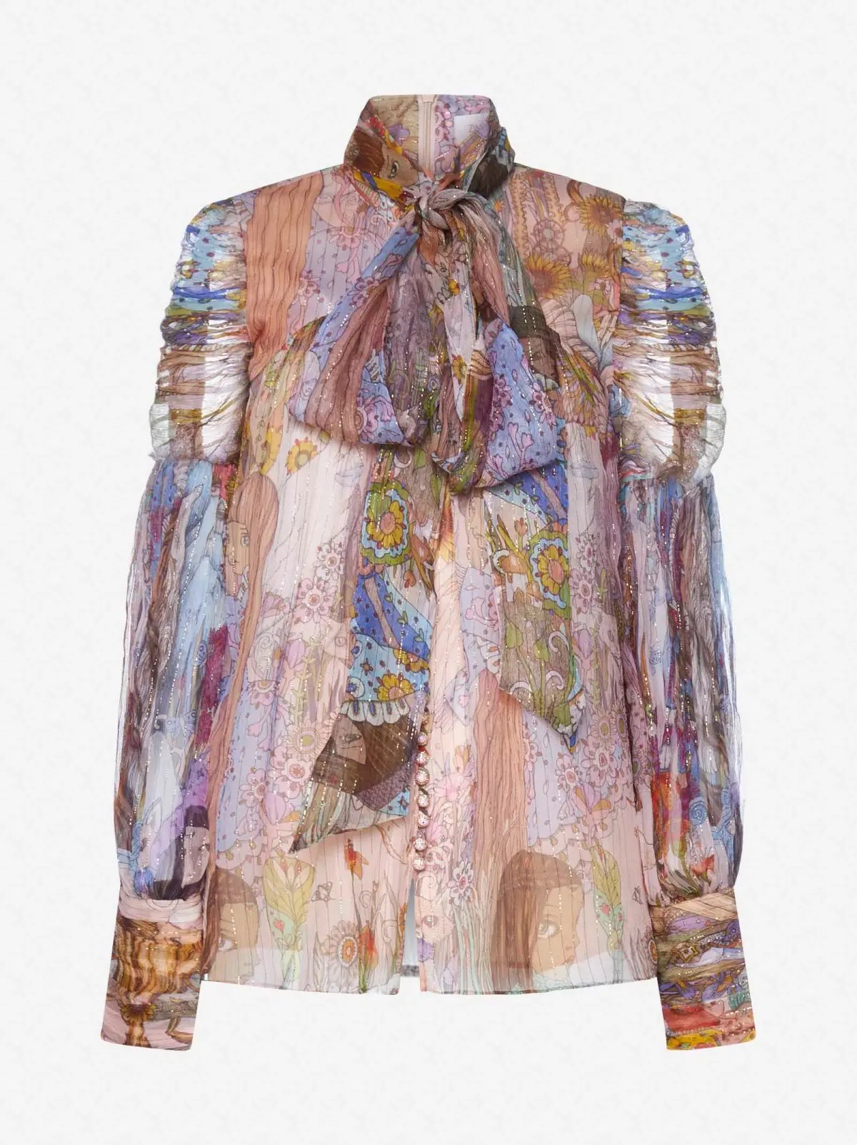 Zimmermann Kaleidoscope Lurex Blouse Print Size 3/Au 14 photo 4