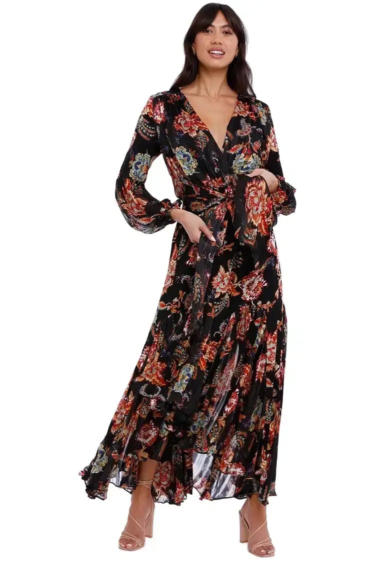 Elliatt Balance Midi Dress in Black Floral Size 14 photo 2