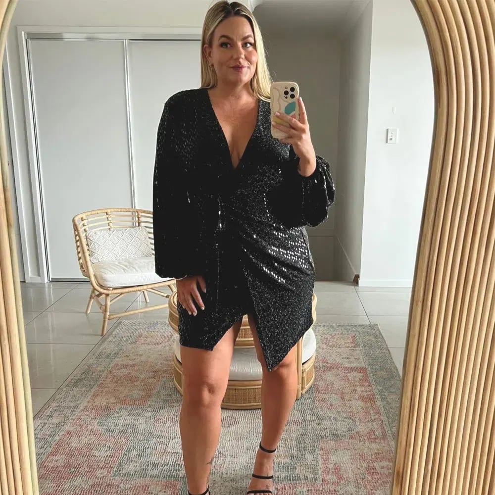 Sheike Galaxy Sequin Mini Dress Black Size 14 photo 3