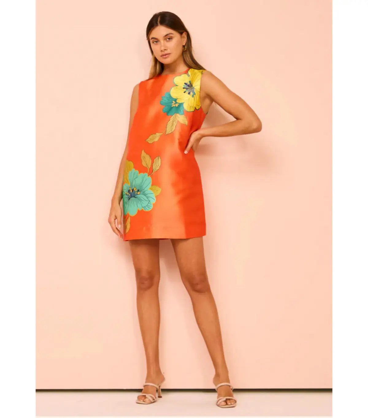 Alemais Piato Mini Dress Orange/Floral Size AU 8 photo 2