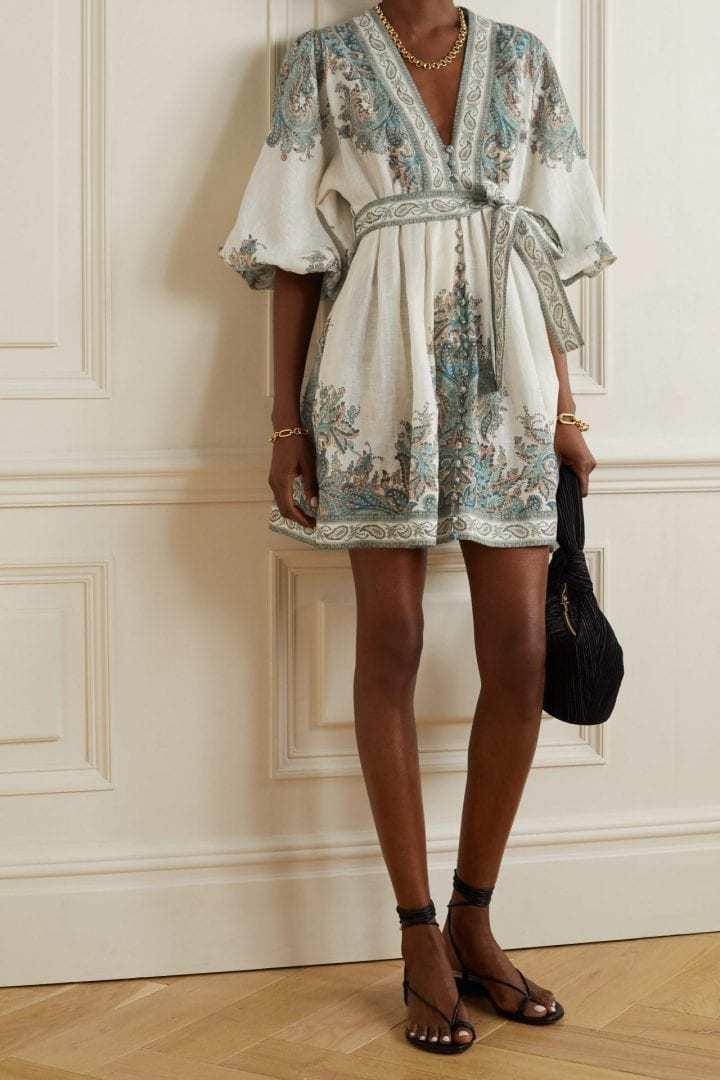 Zimmermann Brighton Paisley Mini Dress Turquoise Paisley Size 6 photo 2