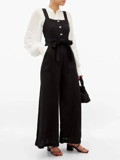 Aje Sunpointe Linen Jumpsuit  Black Size 8 photo 2