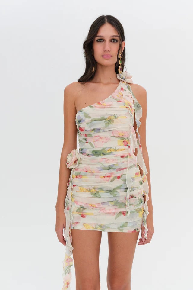 FOR LOVE & LEMONS ABBY ONE SHOULDER MINI DRESS - MULTI photo 3