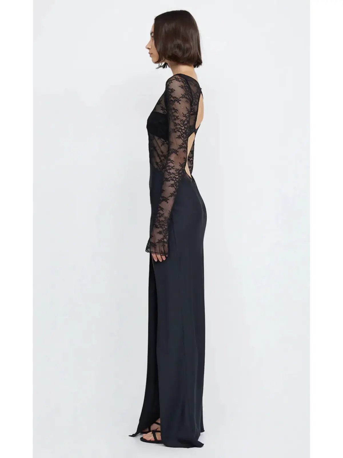 Bec & Bridge Nora Lace Long Sleeve Maxi Dress Black Size AU 8 photo 2