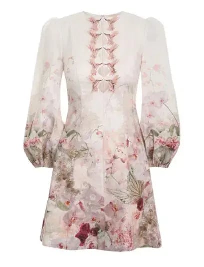 Zimmermann Dancer Hummingbird Mini Dress Alabaster Garden Floral Size 0 / Au 8 photo 3