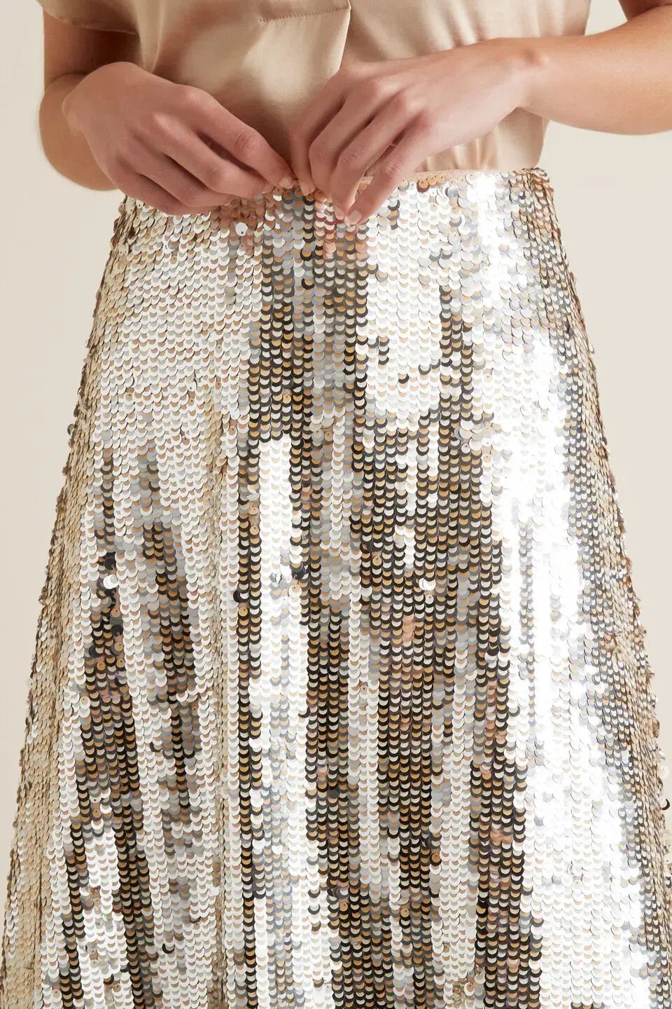 Seed Heritage Sequin Midi Skirt Silver Size XS / AU 6 photo 4