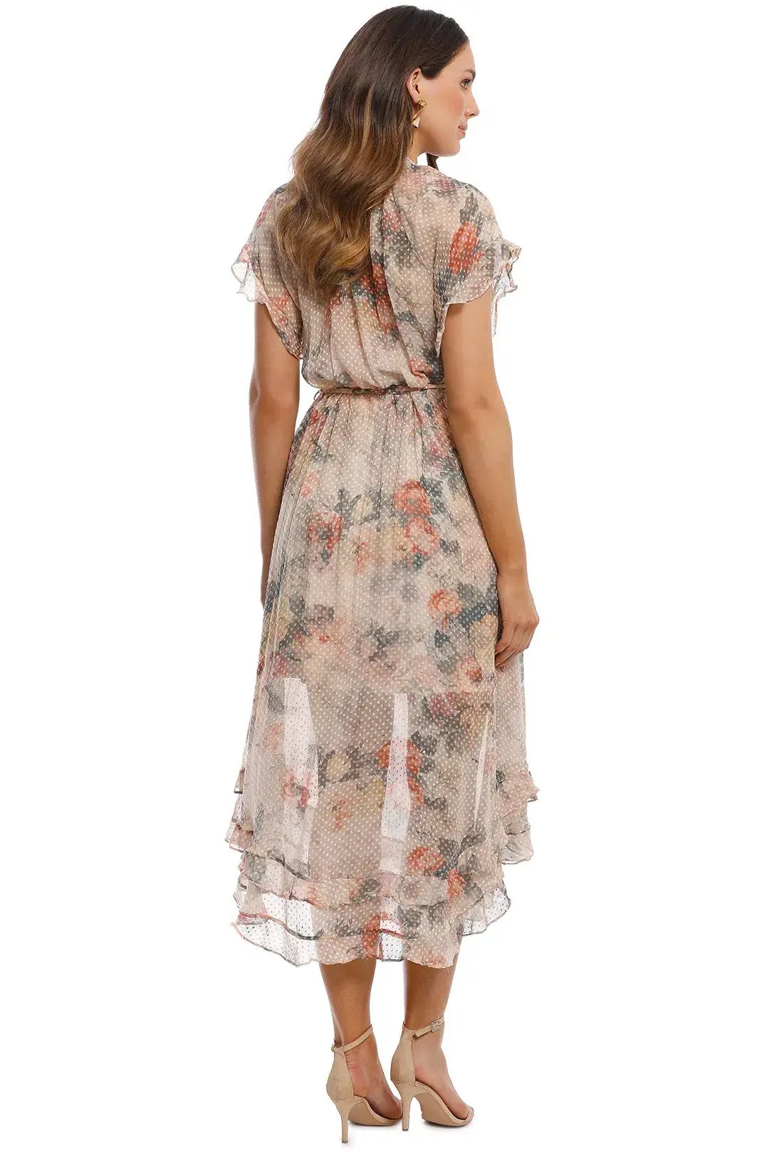 Zimmermann Radiate Cascade Frill Swing Silk Ruffle Midi Dress Floral Size 1 / 10 AU photo 3