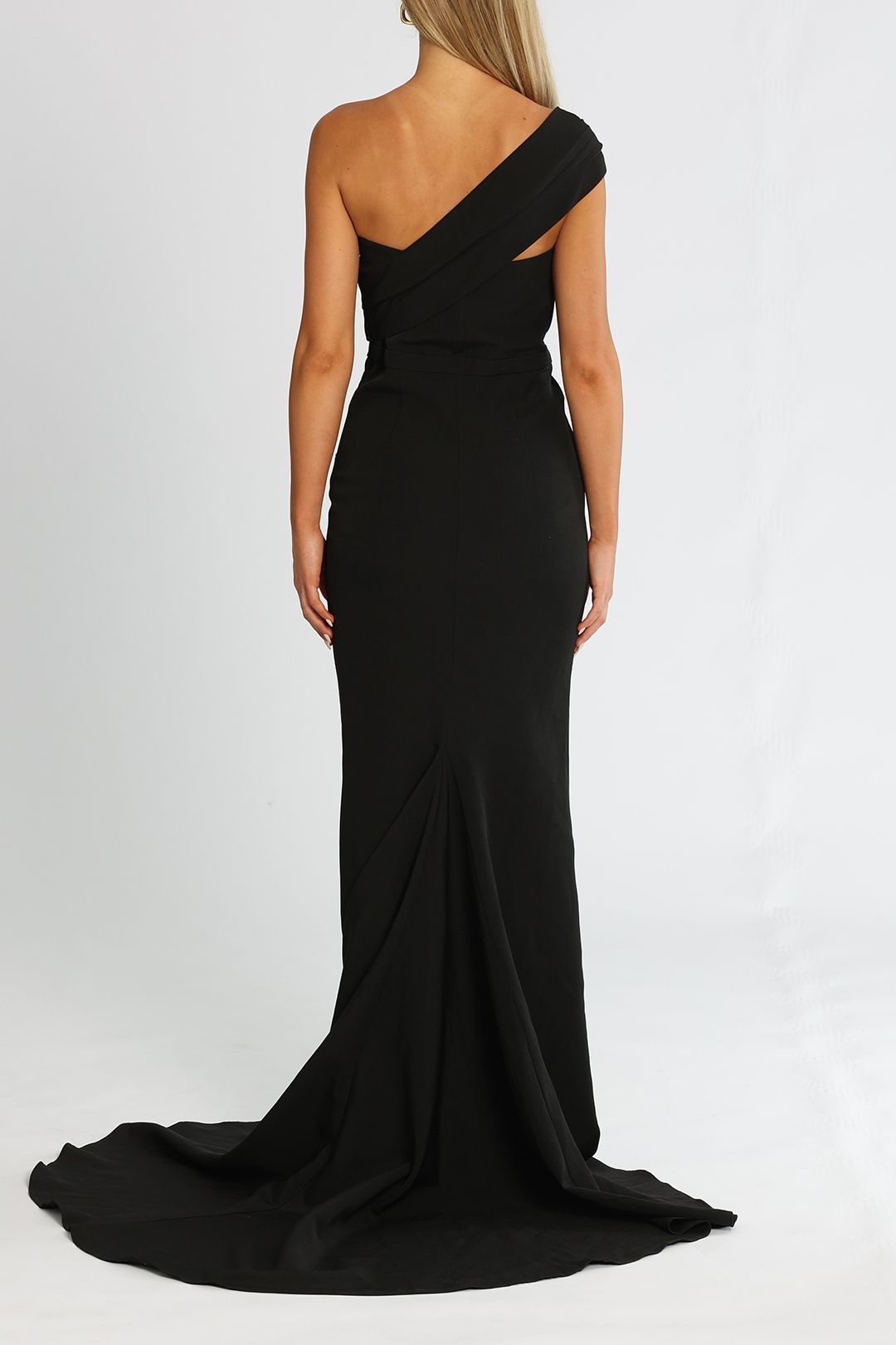 One Sided Off The Shoulder Detail Gown - Black photo 3
