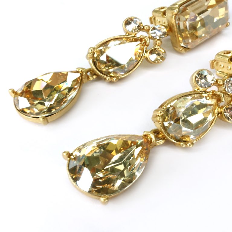 Oscar De La Renta Gold Shadow Crystal Drop Earrings photo 2